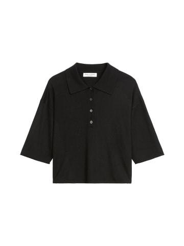 Marc O'Polo Feinstrick-Poloshirt loose in Schwarz