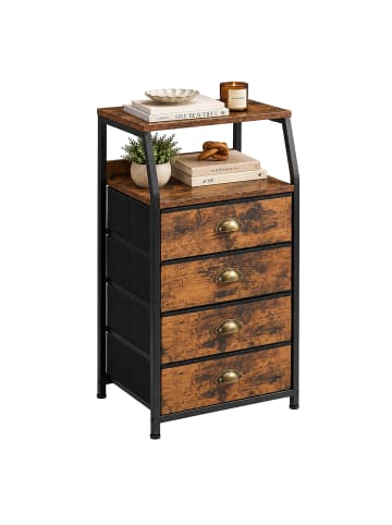 relaxdays Kommode in Braun/ Schwarz - (B)40 x (H)84,5 x (T)29 cm