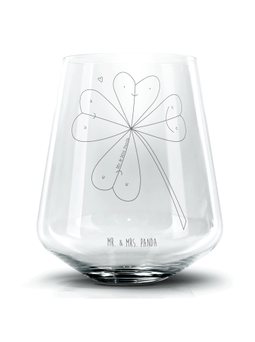 Mr. & Mrs. Panda Cocktail Glas Blume Kleeblatt ohne Spruch in Transparent