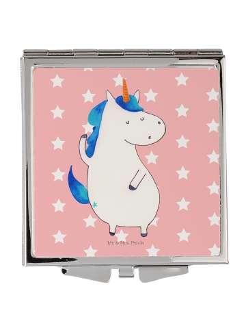 Mr. & Mrs. Panda Handspiegel Einhorn Mann ohne Spruch in Rot Pastell