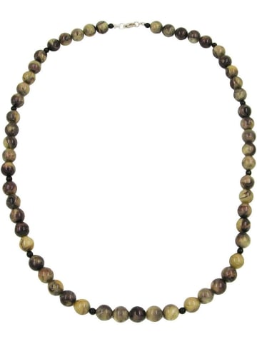 Gallay Kette Perlen 12mm Perle Kunststoff oliv-schwarz-marmor 75cm in olivgrün