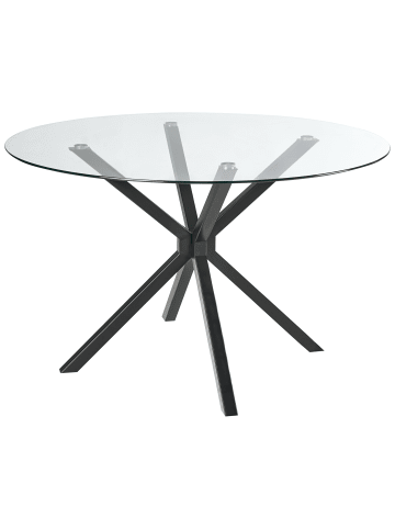 Beliani Esszimmertisch MESTON in Schwarz/Transparent - (W) 120 x (H) 75 x (L) 120 cm