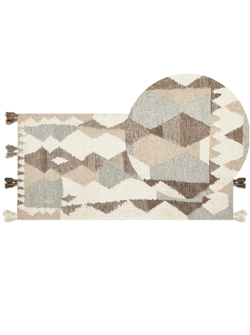 Beliani Kelim ARALEZ in Bunt/Beige/Braun - (W) 80 x (L) 150 cm