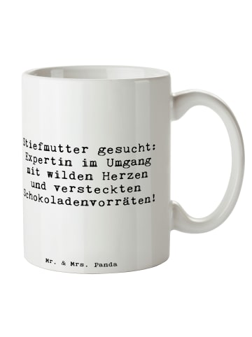 Mr. & Mrs. Panda Tasse Stiefmutter Expertin mit Spruch in Weiß