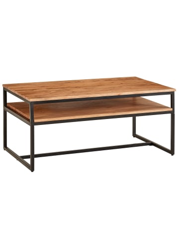 KADIMA DESIGN Vintage Industrial Couchtisch, Akazieholz & Eisen, 2 Ablagen, 15 kg