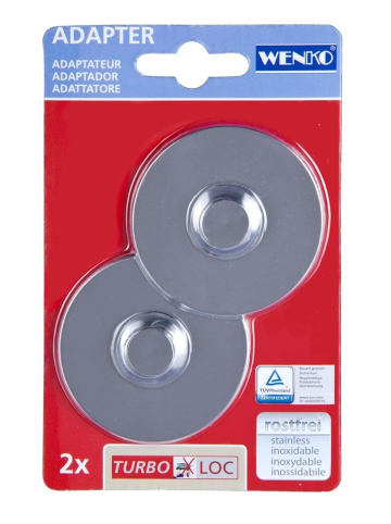 Wenko Premium und Classic Turbo-Loc Serie Sockel in Glänzendes Silber, 1,4 x 6 cm
