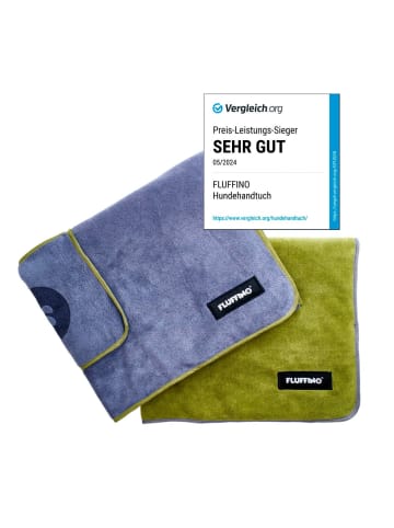 FLUFFINO Hundehandtuch Set 2-tlg. S grau/grün  Bunt