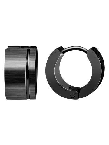 Adeliás Damen Ohrringe – Klappcreole aus Edelstahl in schwarz