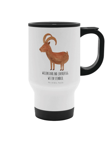 Mr. & Mrs. Panda thermosbecher Sternzeichen Steinbock mit Spruch in Weiß