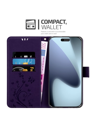 cadorabo Hülle für iPhone 17 PRO MAX Blumen Design in Floral Dunkel Lila