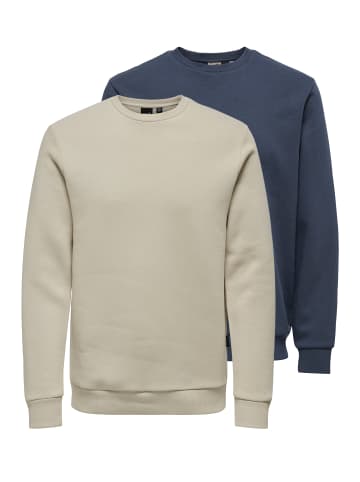 ONLY & SONS Sweatshirt Ceres in Dunkelblau / beige
