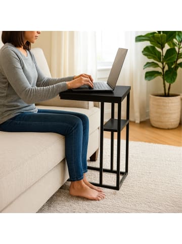 relaxdays Beistelltisch in Schwarz - (B)40 x (H)60 x (T)30 cm