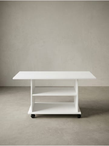 KADIMA DESIGN Design Couchtisch WL5.738 95 x 51 x 54,5 cm Drehbar mit Rollen, in Weiß