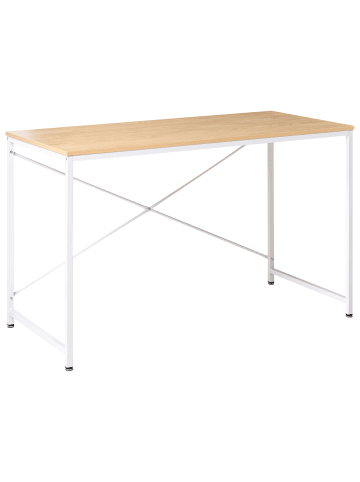 Beliani Schreibtisch ANDASTE in Weiß/Braun - (W) 120 x (H) 75 x (L) 60 cm