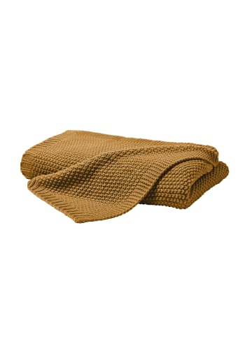 Hahn Wohndecke Strickdecke in senf