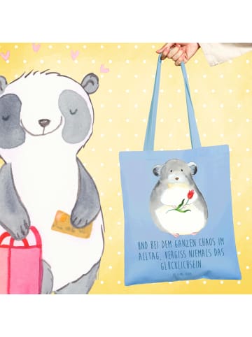 Mr. & Mrs. Panda Schultertasche Chinchilla Blume mit Spruch in Sky Blue