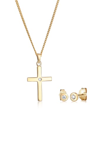 Elli DIAMONDS  Schmuckset 585 Gelbgold Kreuz in Gold