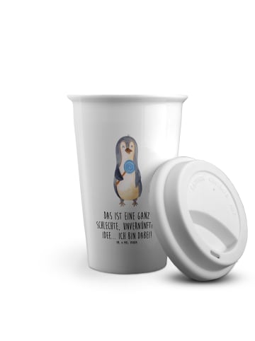Mr. & Mrs. Panda Kaffeebecher Pinguin Lolli mit Spruch in Weiß