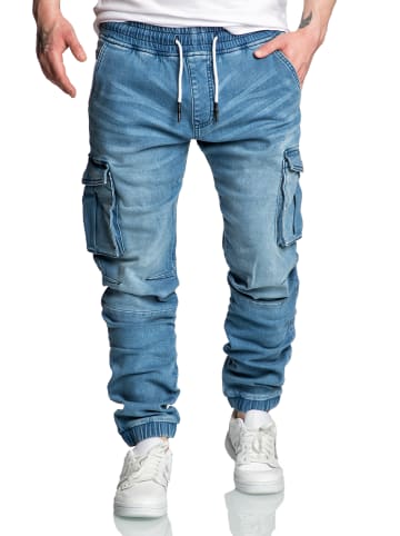 Amaci&Sons Sweathose im Denim Look ALSIP in Hellblau