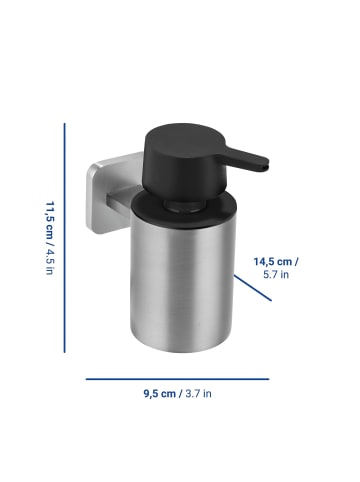 Wenko Seifenspender TURBO-LOC PORTO in Silbern, (B) 9,5 x (H) 11,5 x (L) 14,5 cm