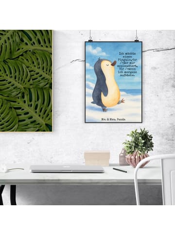 Mr. & Mrs. Panda Bild Pinguin mHerzieren Design mit Spruch in Weiß