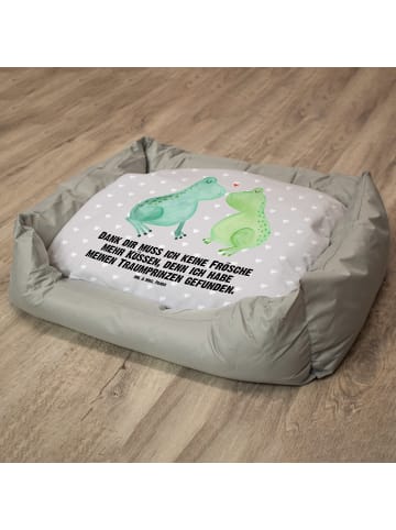 Mr. & Mrs. Panda Hundekissen Frosch Liebe mit Spruch in Grau Pastell