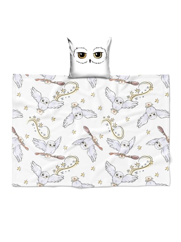 Harry Potter Kuscheldecke / 2-in-1 Set, Kissenbezug und Flauschdecke "Harry Potter" in Weiß