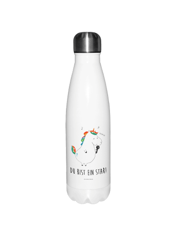 Mr. & Mrs. Panda Thermos Einhorn Sänger mit Spruch in Weiß