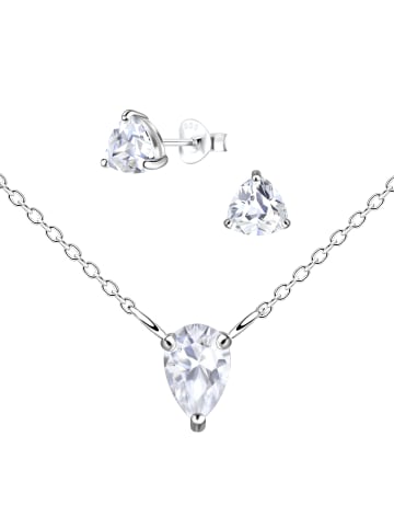 Alexander York Schmuckset 6 mm PEAR ZIRKONIA in 925 Sterling Silber, 4-tlg.