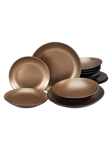 CreaTable CreaTable Glamour Teller Set 12 teilig in Gold in Gold