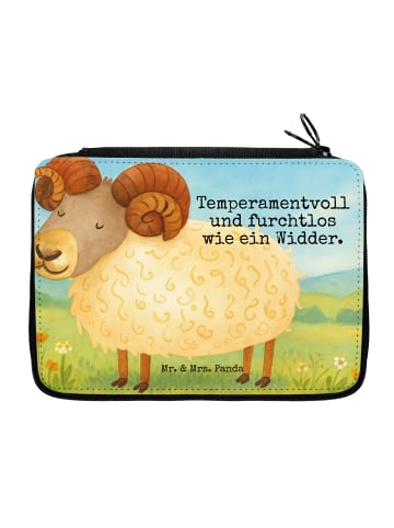 Mr. & Mrs. Panda Federtasche Sternzeichen Widder Design mit Spruch in Weiß