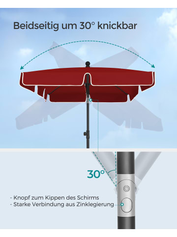 SONGMICS Sonnenschirm Sheld in Rot - (D)200 x (H)215 cm