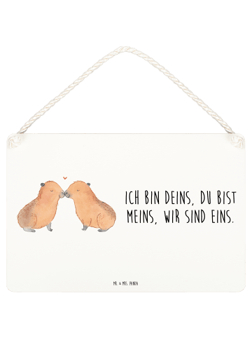 Mr. & Mrs. Panda Deko Schild Capybara Liebe mit Spruch in Weiß