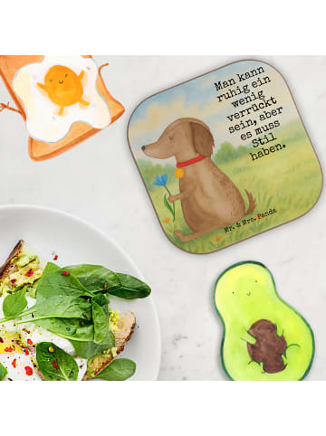 Mr. & Mrs. Panda Untersetzer Hund Blume Design mit Spruch in Weiß