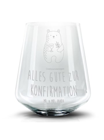 Mr. & Mrs. Panda Glasbecher Bär Konfirmation mit Spruch in Transparent