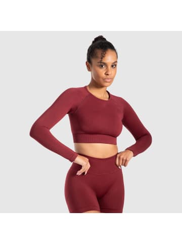 SMILODOX Crop Longsleeve Maysa in Bordeaux