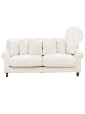 Beliani 2-Sitzer Sofa EIKE in Weiß/Dunkler Holzfarbton - (W) 186 x (H) 82 x (L) 102 cm