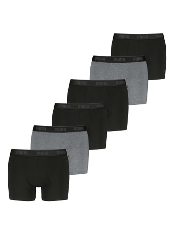 Puma Boxershort 6er Pack in Schwarz/Grau