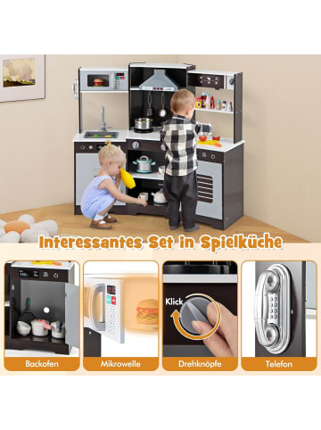 COSTWAY Kinderküche Holz in Braun