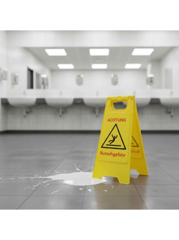 relaxdays 2x Achtung Rutschgefahr Aufsteller in Gelb
