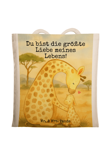 Mr. & Mrs. Panda Tragetasche Giraffe Kind Design mit Spruch in Weiß