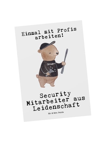 Mr. & Mrs. Panda Postkarte Security Mitarbeiter Leidenschaft mit... in Weiß
