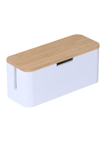 relaxdays Kabelbox in Natur/ Weiß - (B)34 x (H)14,5 x (T)11 cm