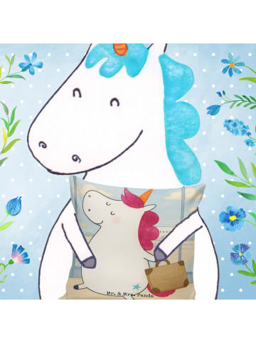 Mr. & Mrs. Panda Kissen 40x40 Einhorn Koffer Design ohne Spruch in Weiß