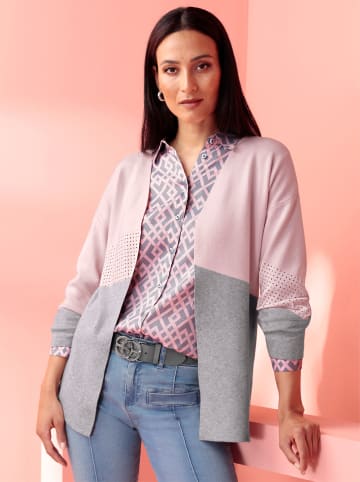 Heine Feinstrickjacke in hellrosé-steingrau-meliert