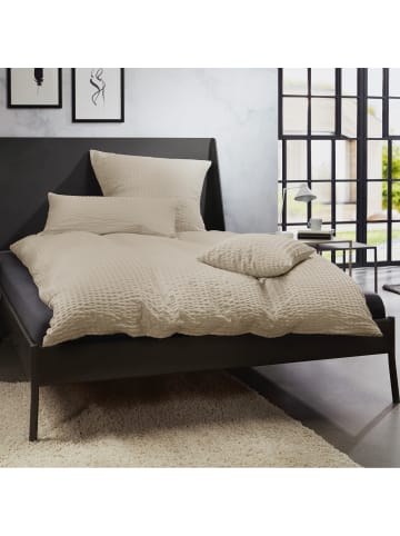 REDBEST Microfaser-Seersucker, Microfaser Bettwäsche Detroit in taupe