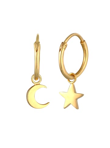 Elli Ohrringe 925 Sterling Silber Astro, Halbmond, Sterne, Stern in Gold