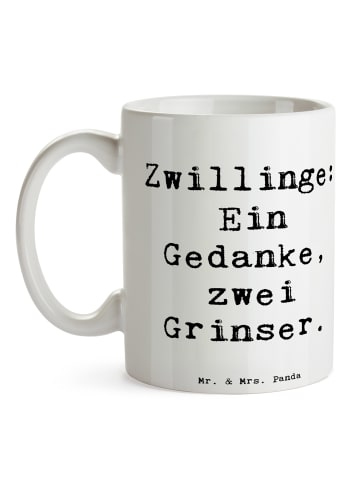 Mr. & Mrs. Panda Kaffeetasse Spruch Zwillingsgeschwister Grinser... in Weiß
