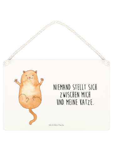 Mr. & Mrs. Panda Schild Katze Umarmen mit Spruch in Weiß