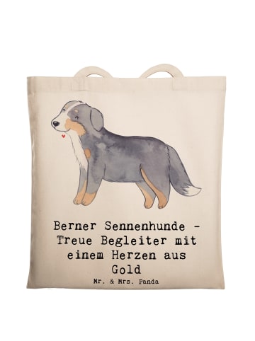 Mr. & Mrs. Panda Shopping Tasche Berner Sennenhund Herz mit Spruch in Creme